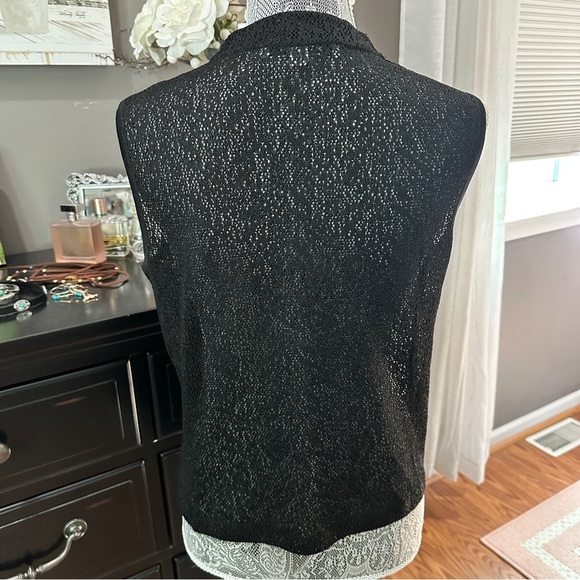St. John Black Sleeveless Knit Shell Top | Metallic Sparkle | Size 6 - Picture 5 of 14